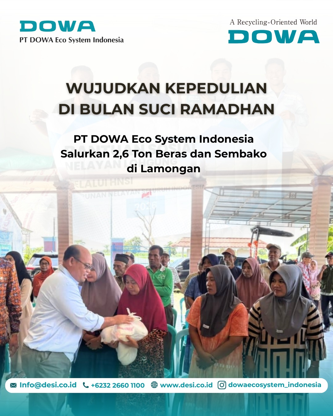 Wujud Kepedulian, PT DESI Bagikan Ratusan Paket Sembako dan Tonan Beras di Kabupaten Lamongan